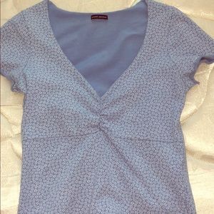 Brandy Melville Blue and White Flowery Top